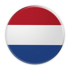 Netherlands Flag Button, News Concept Badge, 3d illustration on white background