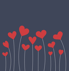 Plakat Red hearts on dark blue background