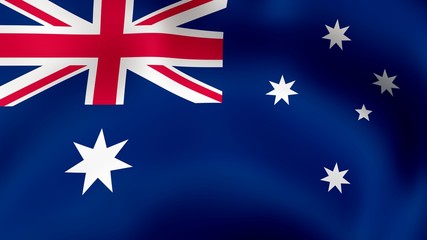 Flag of Australia, fluttering in the wind. 3D rendering.