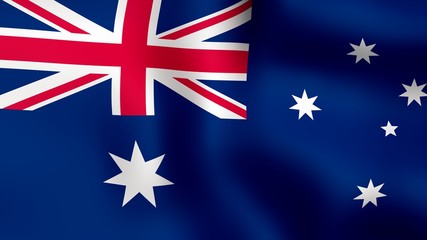 Flag of Australia, fluttering in the wind. 3D rendering.