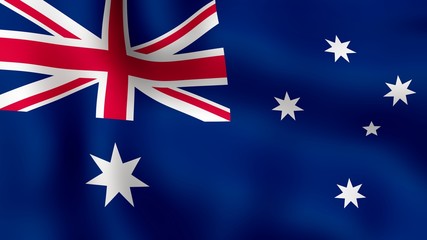 Flag of Australia, fluttering in the wind. 3D rendering.