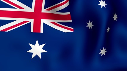 Flag of Australia, fluttering in the wind. 3D rendering.