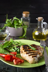 Grilled steak with vegetables