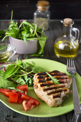 Grilled steak with vegetables