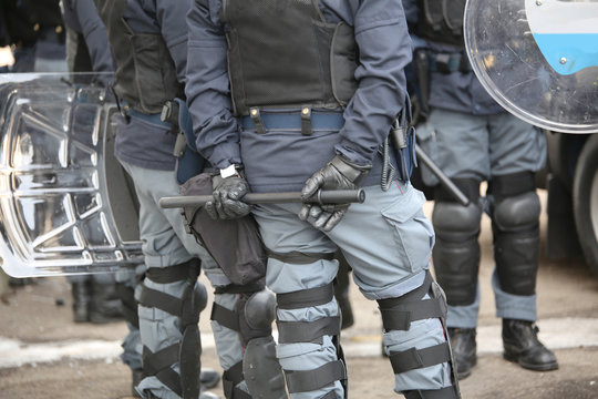 police in riot gear during the anti-terrorism control