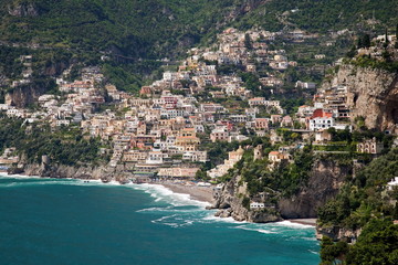 Positano, Italy - hillside town with superb beach and recreational boating.