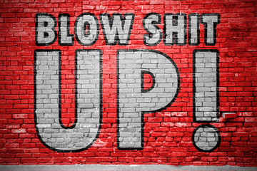 Blow Shit Up! Ziegelsteinmauer Graffiti