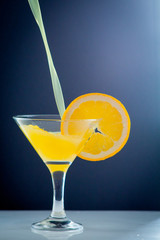 Orange juice and slices of orange fruit