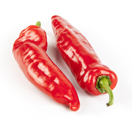 red peppers on a white background