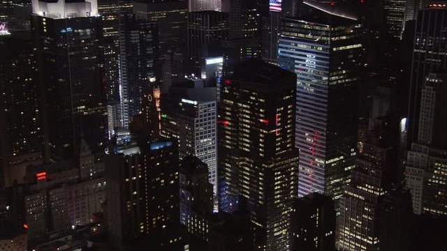 Diagonal night flight across Times Square at Reuters. Shot in 2005.