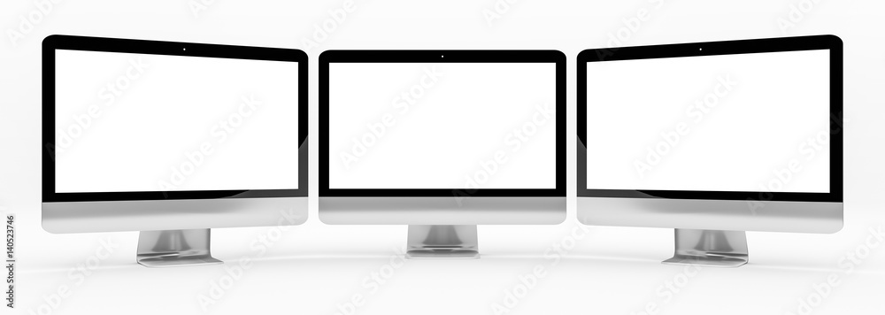 Poster triple modern silver and black metallic computer 3d rendering