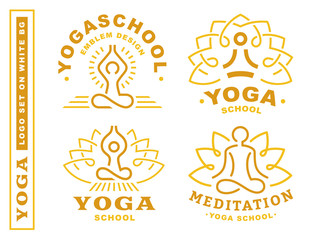 Set yoga logos - vector illustration, emblem design on white background