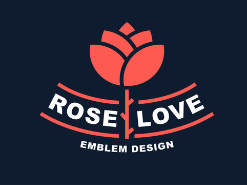 Red rose logo - vector illustration, emblem design on dark background