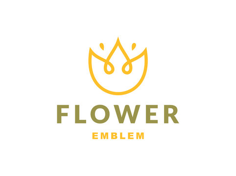 Floral logo with three leaves - vector illustration, emblem design on white background