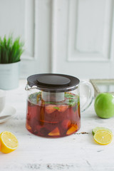 Fresh fruit tea mint apples orange