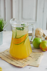 Fresh lemonade drink orange detox mint