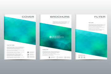Vector brochure template, flyer, cover magazine in A4 size. Business abstract background with triangles.