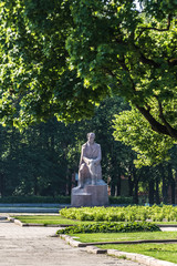 Poet Janis Plieksans known as "Rainis" in Esplanade Park in Riga, Latvia