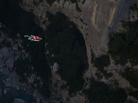 Base jumper jumps into the void