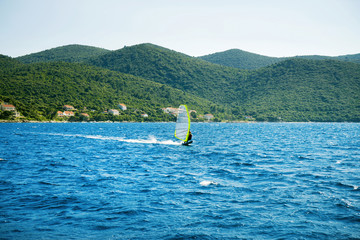 Beautiful seascape, Hvar and Split Channel. Traveling, yachting, vacation concept.