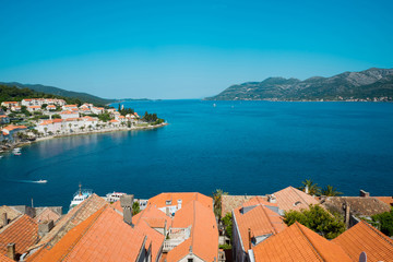 Naklejka premium Beautiful seascape of Croatia. Traveling, yachting, vacation concept.