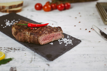 Steak meat ribay with salt and pepper