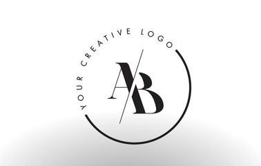 AB Serif Letter Logo Design with Creative Intersected Cut.