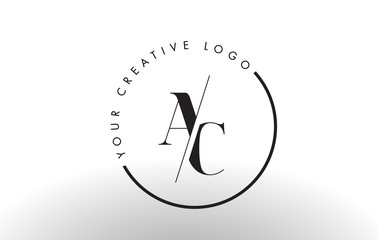 AC Serif Letter Logo Design with Creative Intersected Cut.