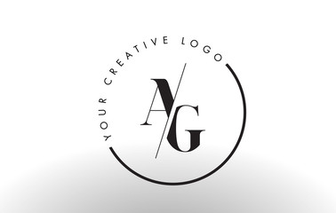AG Serif Letter Logo Design with Creative Intersected Cut.