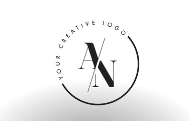 AN Serif Letter Logo Design with Creative Intersected Cut.