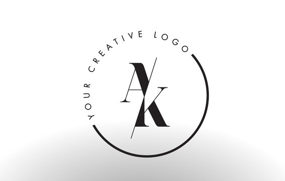 AK Serif Letter Logo Design with Creative Intersected Cut.