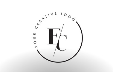 EC Serif Letter Logo Design with Creative Intersected Cut. - obrazy, fototapety, plakaty