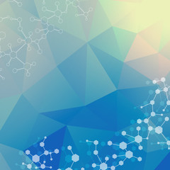 Structure molecule and communication. Dna, atom, neurons. Scientific concept for your design. Connected lines with dots. Medical, technology, chemistry, science background. Vector illustration.