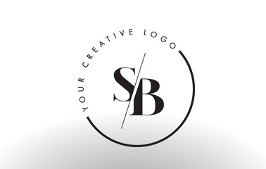 SB Serif Letter Logo Design with Creative Intersected Cut.