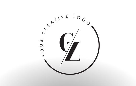 CZ Serif Letter Logo Design with Creative Intersected Cut.