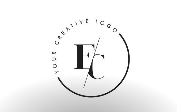 EC Serif Letter Logo Design with Creative Intersected Cut.