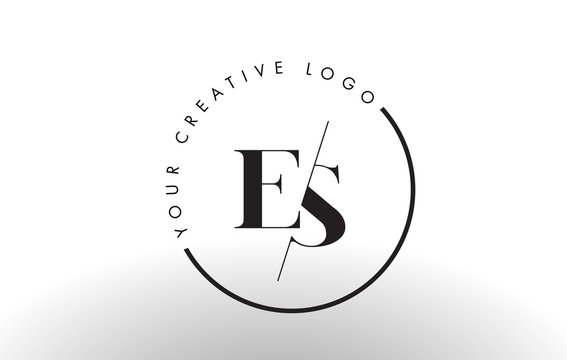 ES Serif Letter Logo Design with Creative Intersected Cut.