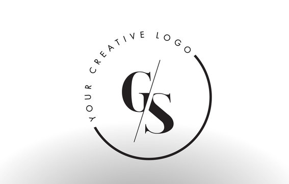 GS Serif Letter Logo Design with Creative Intersected Cut.