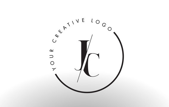 JC Serif Letter Logo Design with Creative Intersected Cut.