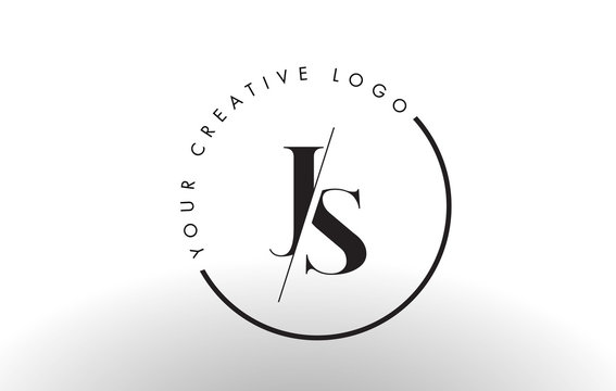 JS Serif Letter Logo Design with Creative Intersected Cut.
