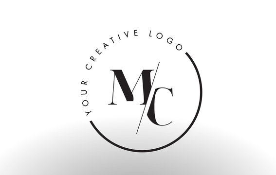 MC Serif Letter Logo Design with Creative Intersected Cut.