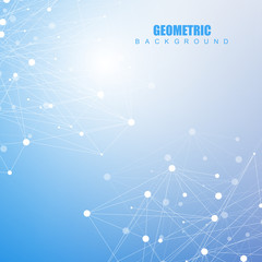 Structure molecule and communication. Dna, atom, neurons. Scientific concept for your design. Connected lines with dots. Medical, technology, chemistry, science background. Vector illustration.