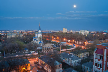View to memorial of destroyed and Rotunda and Church of Vladimir