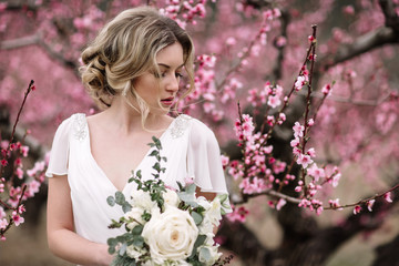 Portrait of a beautiful blonde bride