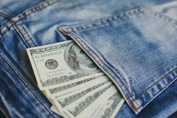U.S. dollars in the back jeans pocket
