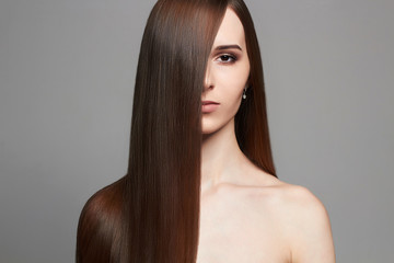 Fototapeta premium Long Hair Beautiful young woman