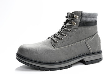 Closeup of beautiful and comfortable winter men's shoes from isolated on white background.