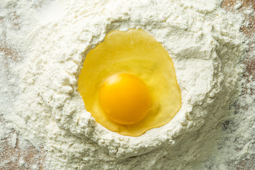 Raw egg and flour.