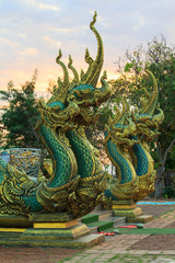 Fototapeta na wymiar Dragon statue of public landmark Thai church in Watsirindhornwararam 