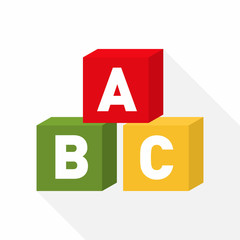 ABC blocks flat icon for education with light shadow. Vector illustration